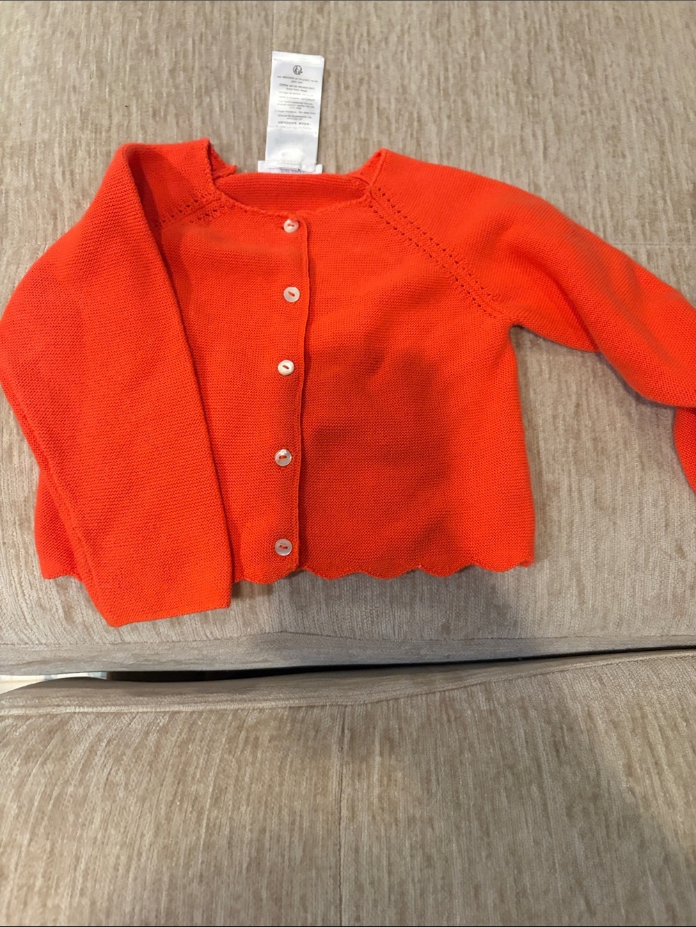 Girls' Orange Knit Button-Up Cardigan - Brand Unknown jacadi